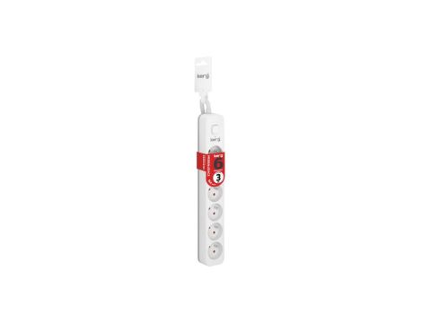 Przedłużacz KERG z wyłącznikiem-6 gniazd-biało-szary-3m-16A-H05VV-F-3x1,5mm2