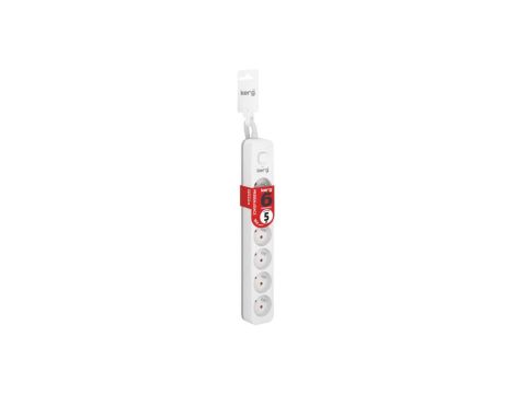 Przedłużacz KERG z wyłącznikiem-6 gniazd-biało-szary-5m-16A-H05VV-F-3x1,5mm2