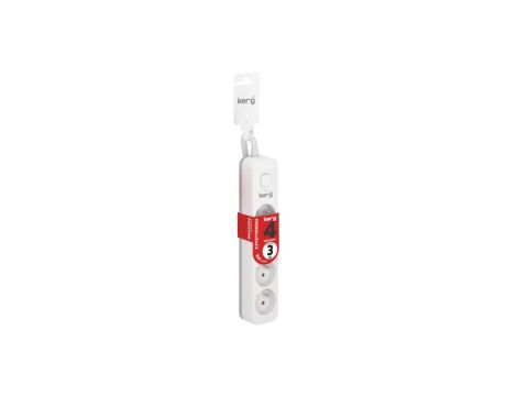 Przedłużacz KERG z wyłącznikiem-4 gniazda-biało-szary-3m-16A-H05VV-F-3x1,5mm2