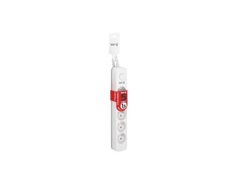 Przedłużacz KERG z wyłącznikiem-5 gniazd-biało-szary-1,5m-16A-H05VV-F-3x1,5mm2