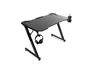 Biurko gamingowe czarne duże NanoRS, 150kg max, wysokość 750mm, 110x60x1,5cm, uchwyt na kubek i słuchawki, RS345
