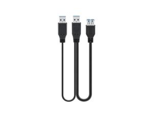 Kabel USB 3.0 Dual Power SuperSpeed, Czarny - Długość kabla 0.3 m