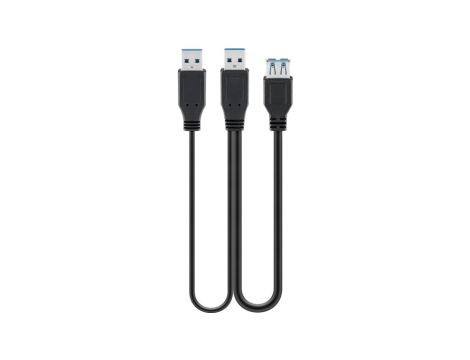 Kabel USB 3.0 Dual Power SuperSpeed, Czarny - Długość kabla 0.3 m