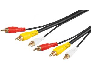 Kabel przyłączeniowy Composite Audio Video, 3 x cinch z przewodem wideo RG59 - Długość kabla 10 m