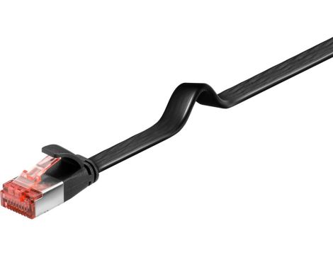 CAT 6 kabel krosowy płaski,U/FTP, czarny - Długość kabla 1 m