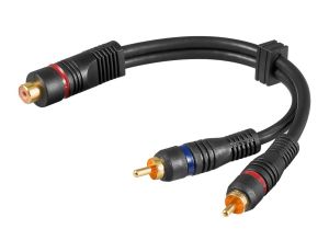 Kabel przejściowy audio typu Y, 1 x wtyk cinch na gniazdo cinch stereo, miedź beztlenowa, podwójnie ekranowany - Długość kabla 0