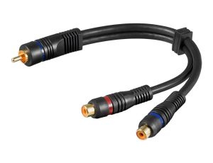 Kabel przejściowy audio typu Y, 1 x wtyk cinch stereo na 1 x gniazdo cinch, miedź beztlenowa, podwójnie ekranowany - Długość kab