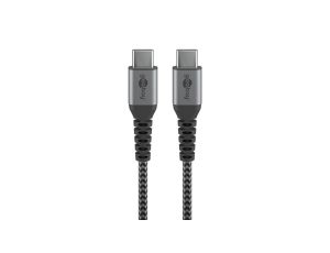 Kabel tekstylny USB-C™ na USB-C ™ z metalowymi wtyczkami ( szary / srebrny) 2 m - Długość kabla 2 m