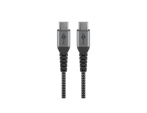 Kabel tekstylny USB-C™ na USB-C ™ z metalowymi wtyczkami ( szary / srebrny) 2 m - Długość kabla 2 m