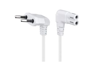 Kabel przyłączeniowy z wtyczką Euro, obustronnie kątowy, 5 m, biały - Długość kabla 5 m
