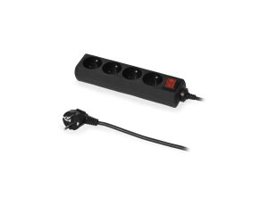 Przedłużacz elektryczny Listwa zasilająca na 4 gniazda 2P+Z z wyłącznikiem czarna 5m ECO PLASTROL