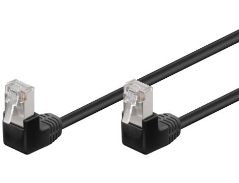 CAT 5e Kabel łączący 2x 90 pod kątem,F/UTP, Czarny - Długość kabla 2 m