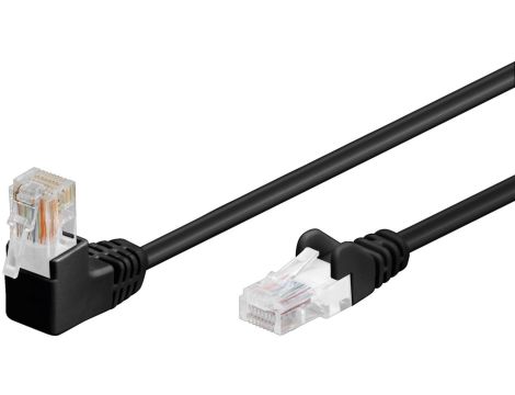CAT 5eKabel łączący 1x 90 pod kątem,U/UTP, Czarny - Długość kabla 0.25 m