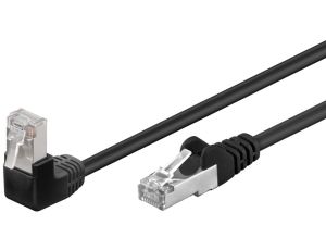 CAT 5eKabel łączący 1x 90 pod kątem,F/UTP, czarny - Długość kabla 1 m