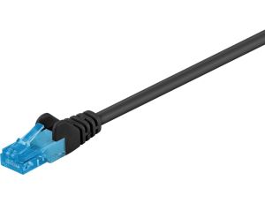 CAT 6AKabel łączący, U/UTP, czarny - Długość kabla 0.25 m