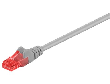 CAT 6Kabel łączący, U/UTP, Szary - Długość kabla 1 m
