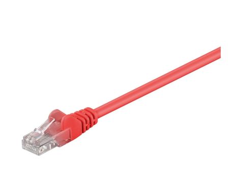 CAT 5e Kabel łączący, U/UTP, Czerwony - Długość kabla 0.25 m