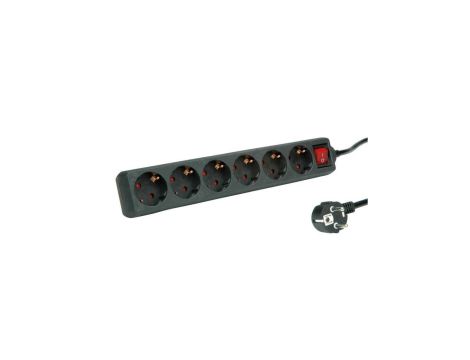 6-drożna listwa zasilająca ROLINE z wyłącznikiem, czarna, 3 m