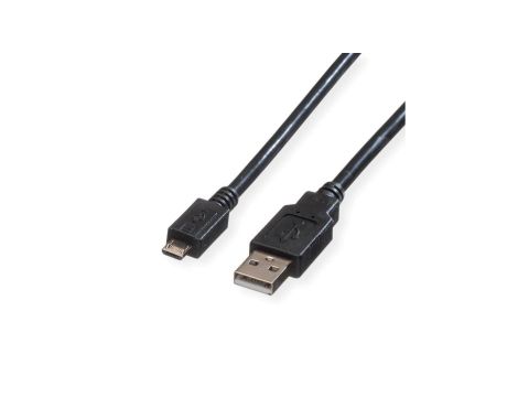 ROLINE USB 2.0 Kabel, USB A Male - Micro USB B Male, zwart, 1,8 m