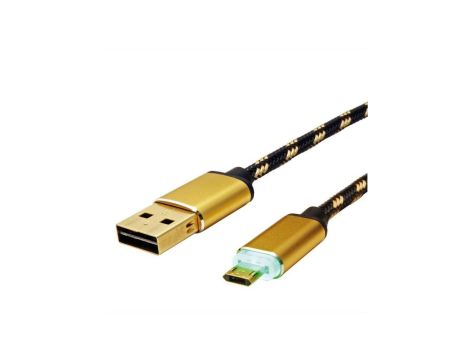 ROLINE GOLD LED kabel USB 2.0, USB A ST - Micro USB B ST, odwracalny, QC2.0, 1,0 m