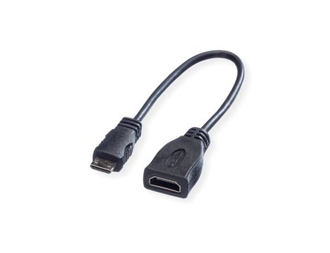ROLINE Kabel do monitora HDMI High Speed met Ethernet, HDMI żeński - Mini HDMI męski, 0,15 m
