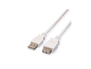 VALUE USB 2.0 kabel, type A-A, M/F, wit, 0,8 m