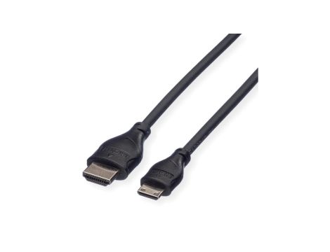 ROLINE Kabel do monitora HDMI High Speed met Ethernet, HDMI męski - Mini HDMI męski, 0,8 m