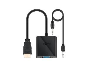 Adapter HDMI™/VGA, niklowany - Wersja kolorystyczna Czarny