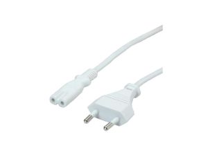 VALUE Kabel zasilający Euro z płaską wtyczką do C7, 2-biegunowy, biały, 1,8 m