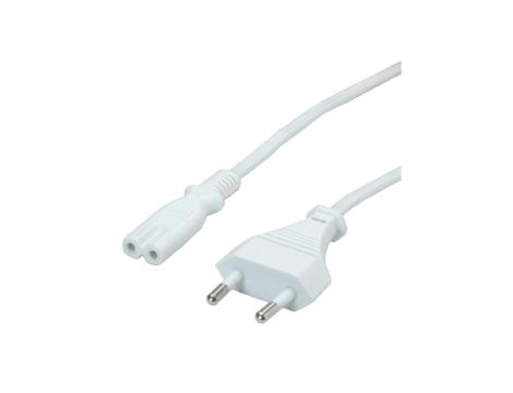 VALUE Kabel zasilający Euro z płaską wtyczką do C7, 2-biegunowy, biały, 1,8 m