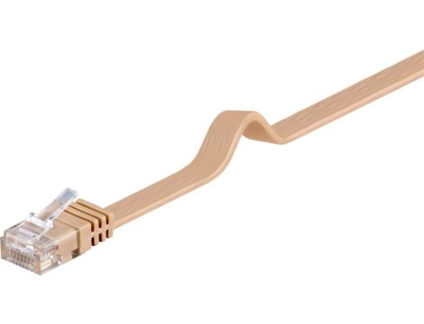 CAT 6Płaska Kabel połączeniowy,U/UTP, Jasnobrązowy - Długość kabla 0.5 m