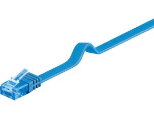 CAT 6A Płaska Kabel połączeniowy,U/UTP, Niebieski - Długość kabla 0.5 m