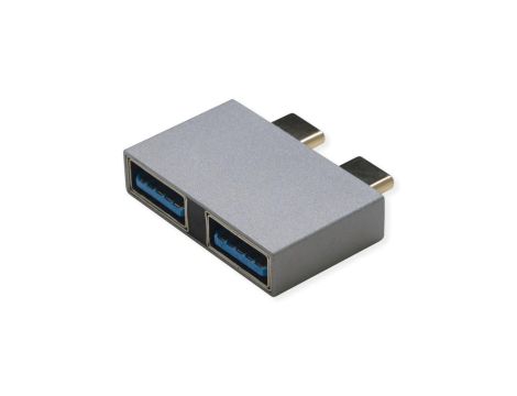 Adapter ROLINE USB 3.2 Gen 2, 2x USB typu C - 2x typu A, M/F, srebrny