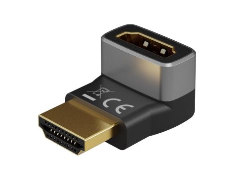 Adapter HDMI™ kątowy 90 pionowy, 8K @ 60 Hz, pozłacany