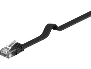 CAT 6Płaska Kabel połączeniowy,U/UTP, czarny - Długość kabla 0.5 m