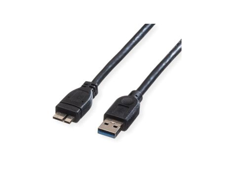 Kabel ROLINE USB 3.2 Gen 1, typ A M - Micro A M, czarny, 0,8 m