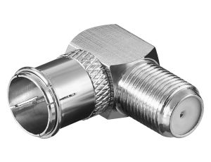 Adapter kątowy: Wtyk F (szybki) Gniazdo F 90 - Połączenie, materiał obudowy miedź
