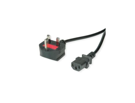 Kabel zasilający VALUE UK, prosty IEC-żeński, 10A, czarny, 3 m