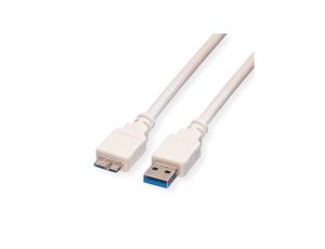 Kabel VALUE USB 3.2 Gen 1, typ, A M - Micro B M, biały, 0,15 m