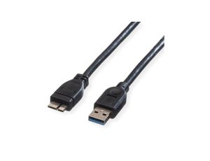 Kabel ROLINE USB 3.2 Gen 1, typ, A M - Micro B M, czarny, 0,15 m