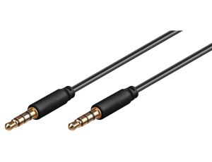 Kabel łączący audio AUX, 3,5 mm stereo 4-pinowy, cienki, CU - Długość kabla 2 m