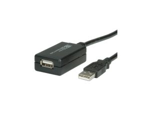 Przedłużacz VALUE USB 2.0 z aktywnym repeaterem, czarny, 12 m