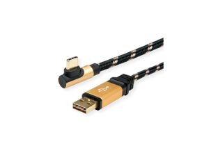 ROLINE GOLD USB 2.0 Kabel, USB A męski odwracalny - USB C 90 męski, 3 m
