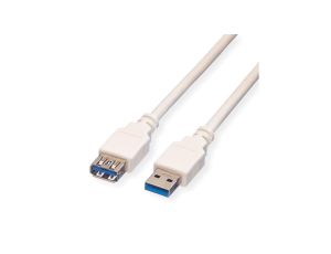 VALUE Kabel USB 3.2 Gen 1, typ A-A, M/F, biały, 0,8 m