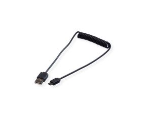 ROLINE USB 2.0 Spiraalkabel, A męski - Micro B męski, 1 m