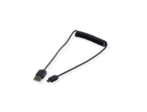 ROLINE USB 2.0 Spiraalkabel, A męski - Micro B męski, 1 m