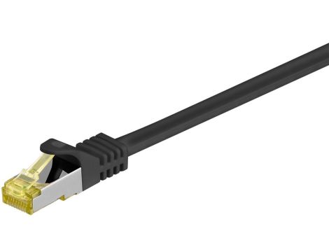 RJ45 patchkabel, CAT 6A S/FTP (PiMF), 500 MHz z CAT 7 kable surowym, czarny - Długość kabla 0.25 m