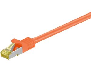 RJ45 patchkabel, CAT 6A S/FTP (PiMF), 500 MHz z CAT 7 kable surowym, Pomarańczowy - Długość kabla 0.25 m