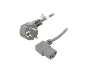Kabel CEE 7/7 (E/F) wtyk kątowy, IEC C13 żeński 90 PVC 2m 50079