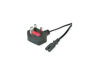 Kabel zasilający VALUE UK z płaskim złączem euro C7, 2-biegunowy, czarny, 1,95 m